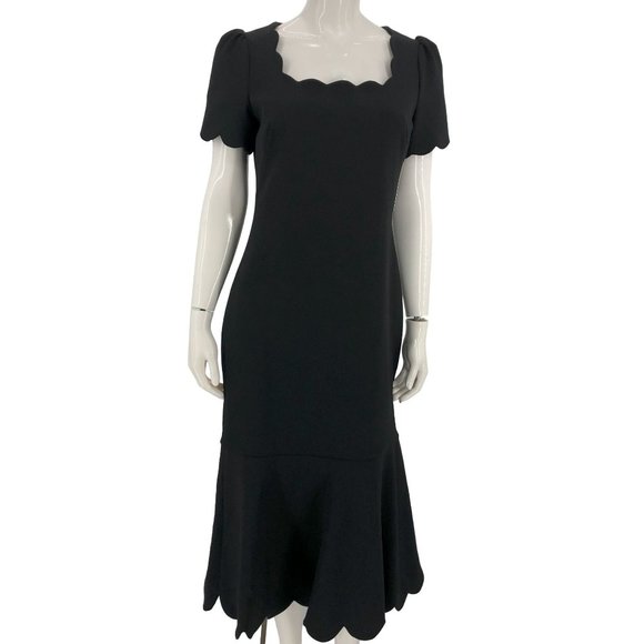 Anthropologie Shoshanna Mirandela Scallop-Edge Midnight Stretch Crepe Midi Dress - Picture 6 of 15